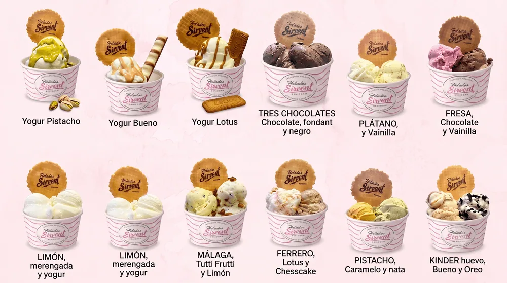 Sabores combinados de helado más pedidos en la Heladería Sirvent